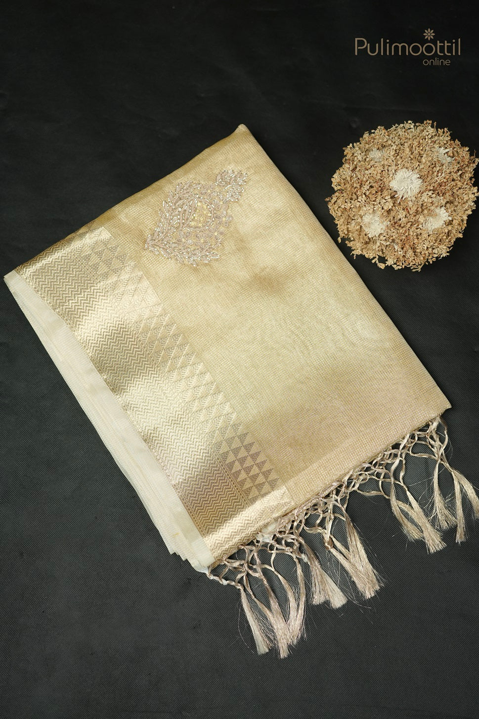 Net Cotta Golden Tissue Fancy Saree