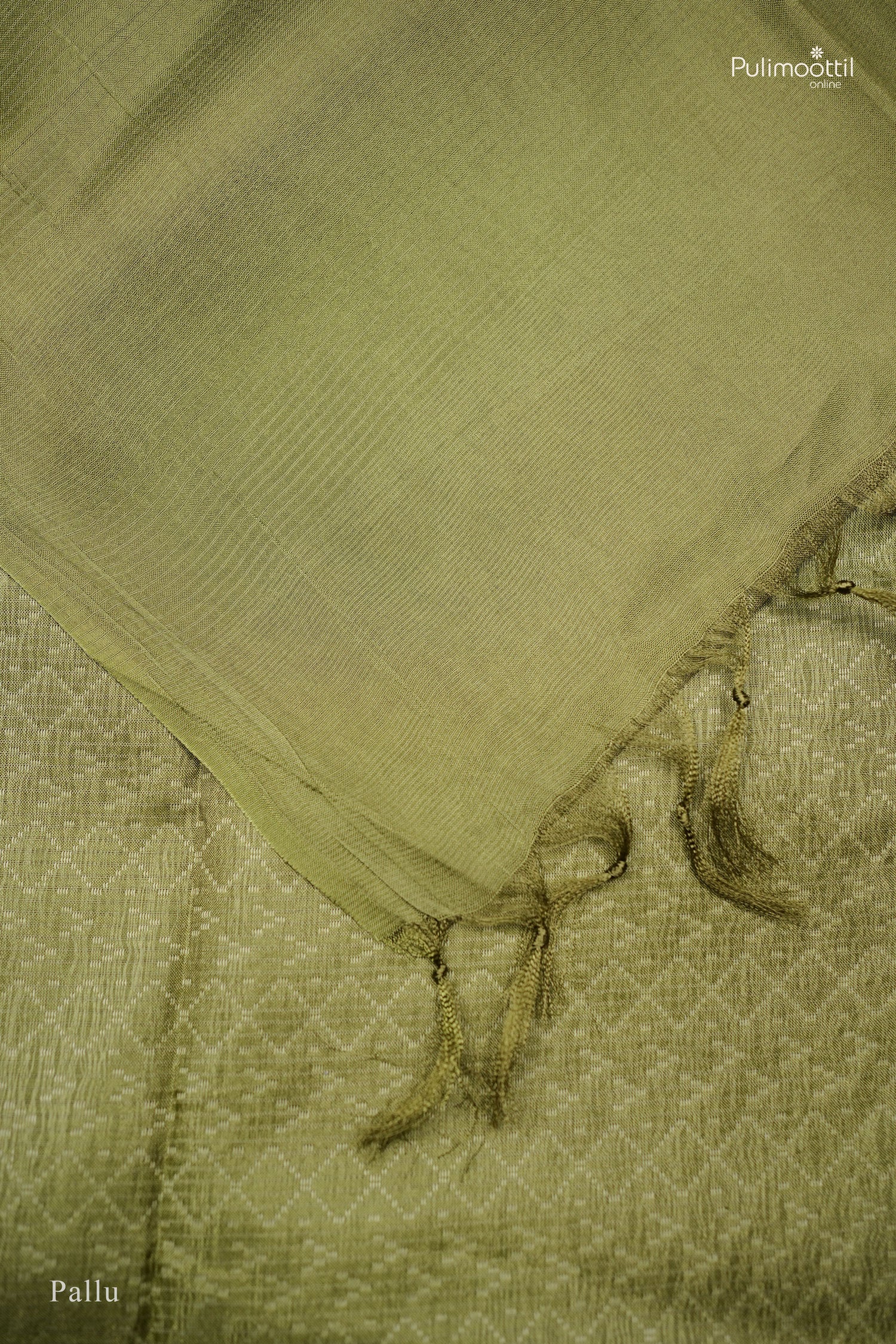 Olive Green color Semi Tussar silk saree