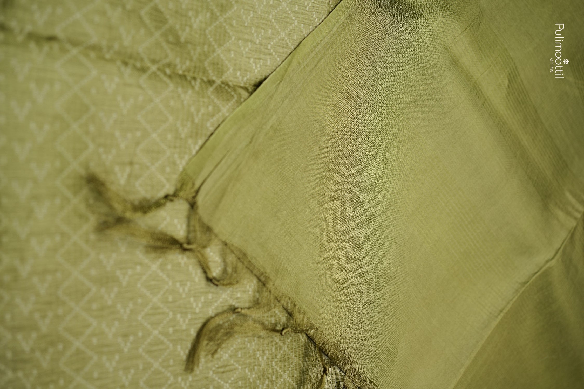 Olive Green color Semi Tussar silk saree