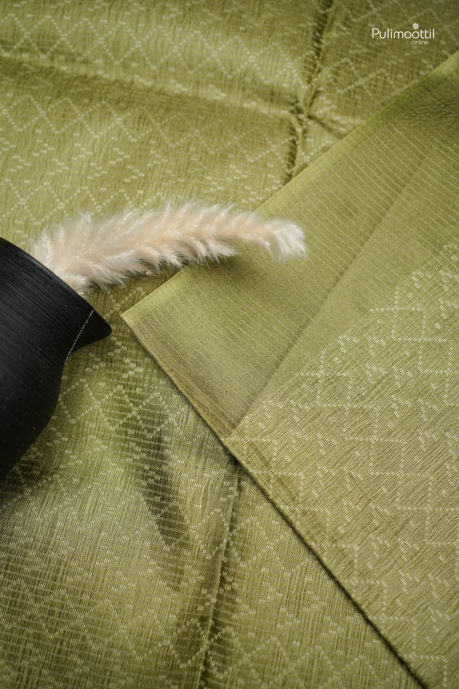 Olive Green color Semi Tussar silk saree