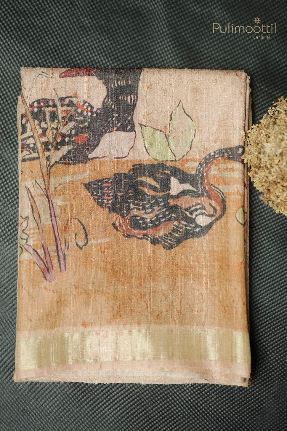 Pastel Peach Colour Jute Silk Saree
