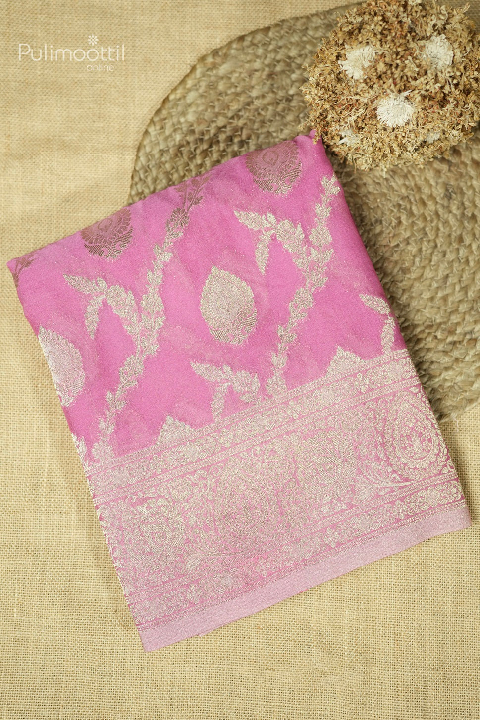Pastel Pink Colour Banarasi Saree