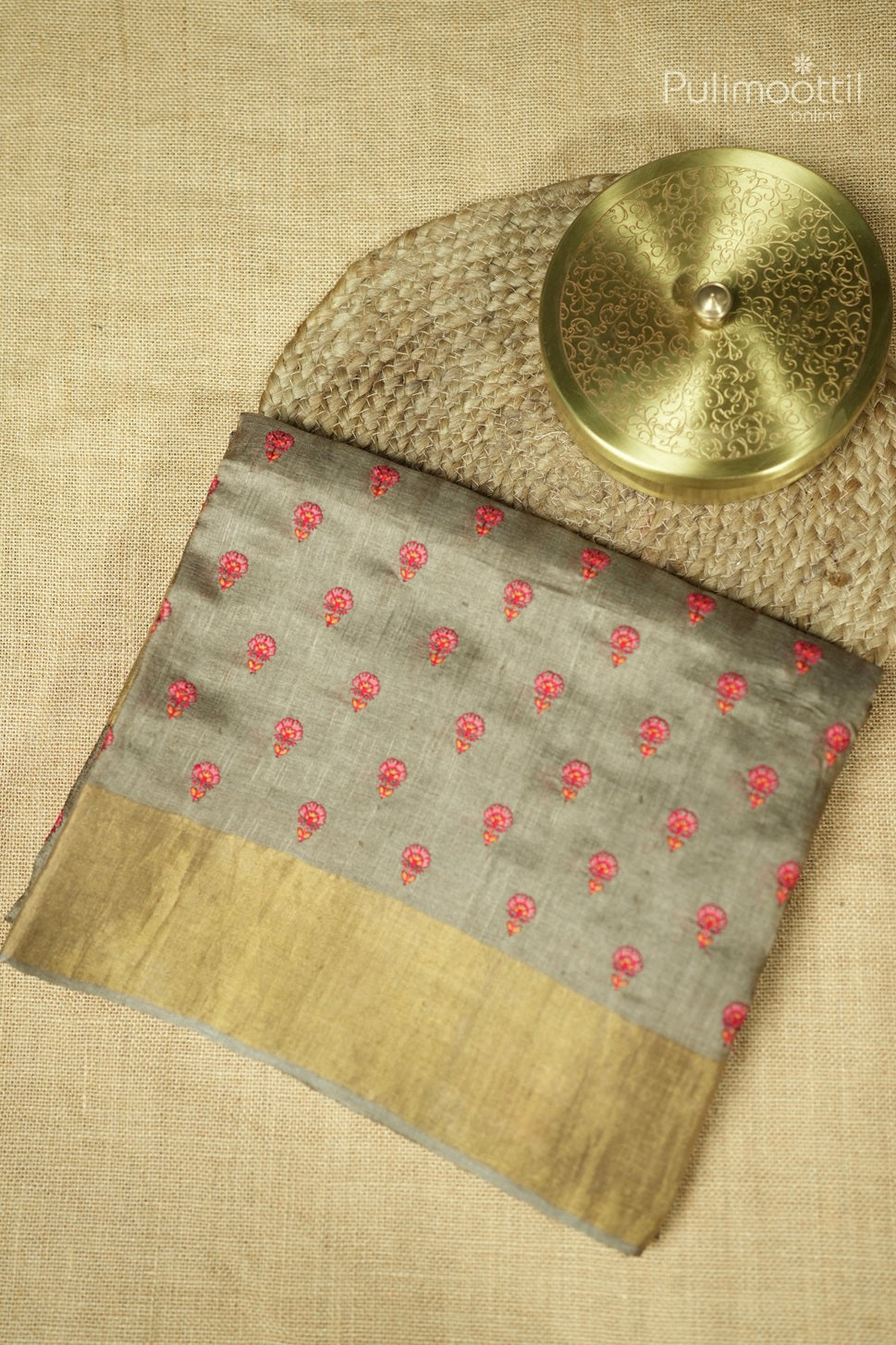 Grey Colour Tussar Silk Saree