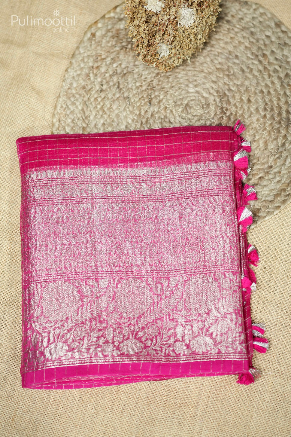 Pink Colour Organza Fancy Saree