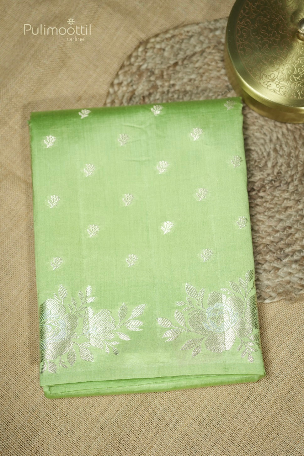 Light Green Colour Chiniya Silk Saree.
