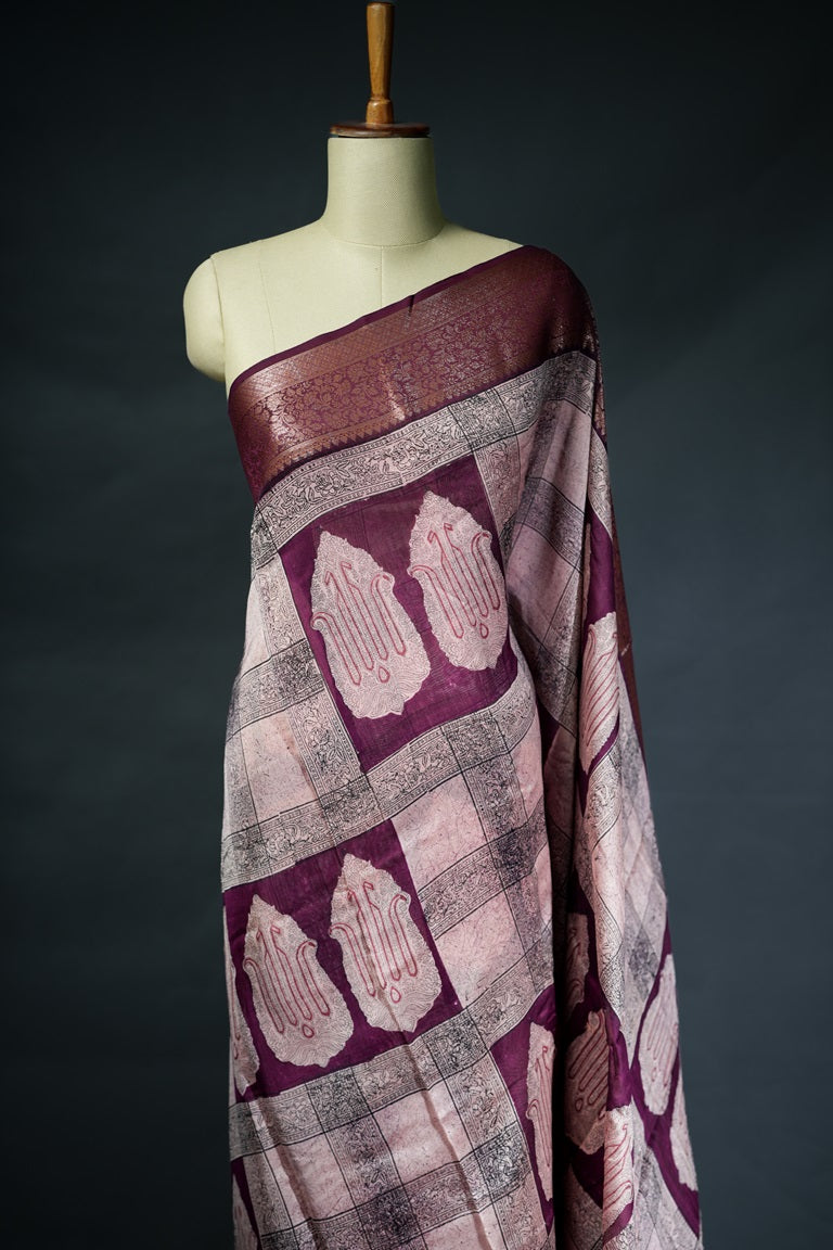 Multicolor semi Chanderi silk saree