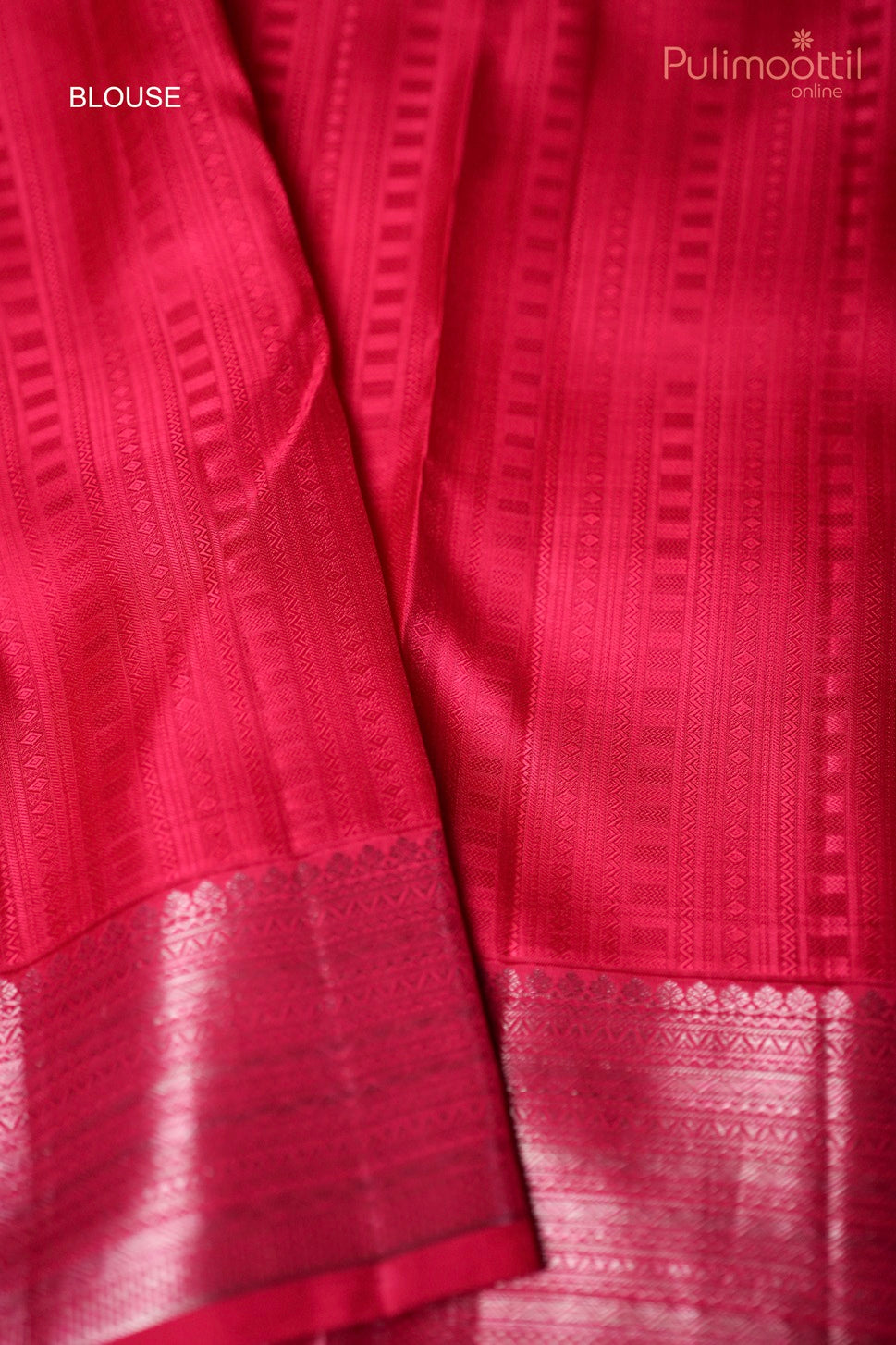Rani pink-colored Kanchipuram self-print designer saree