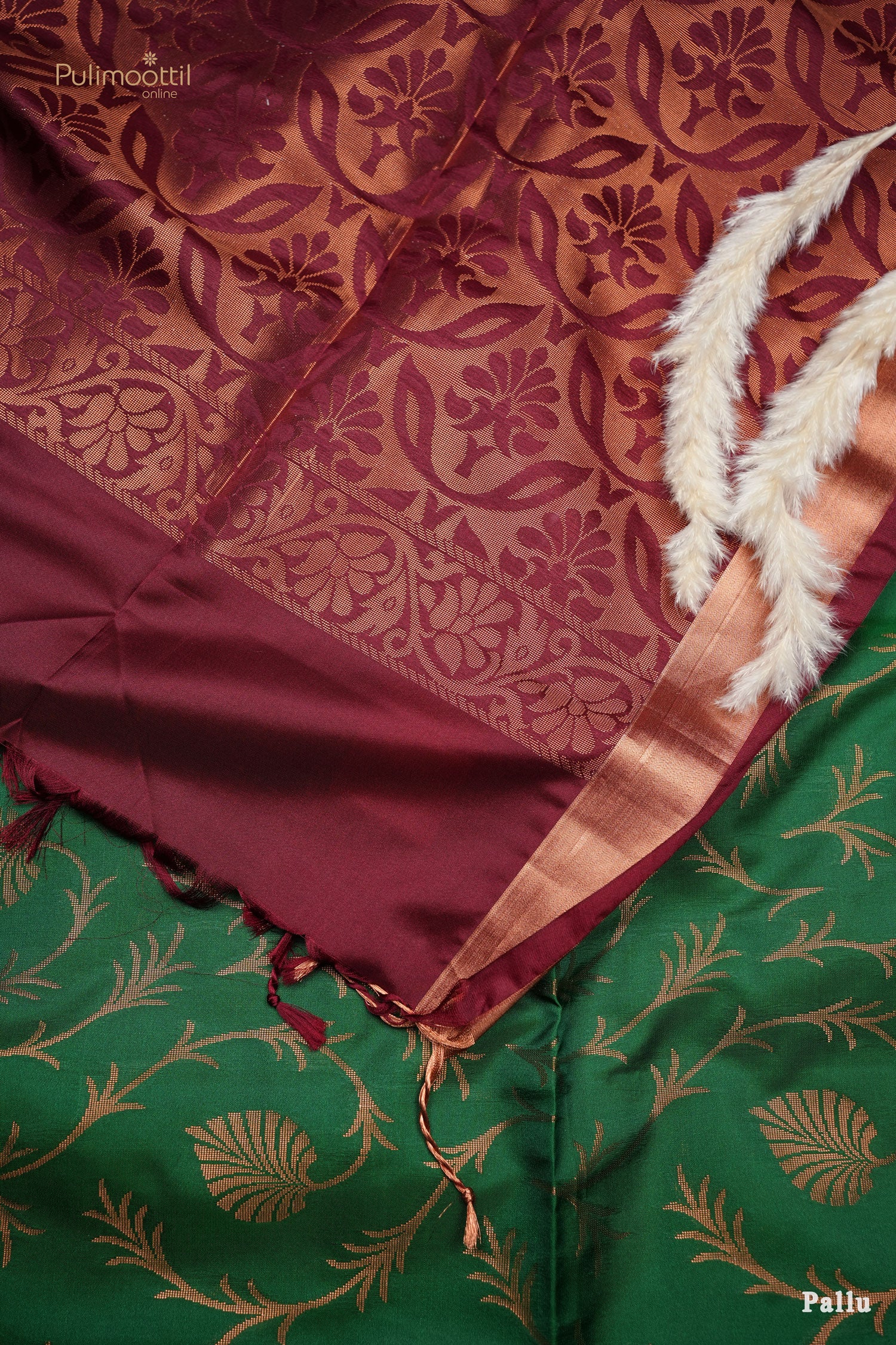 Forest Green Color Semi silk Saree
