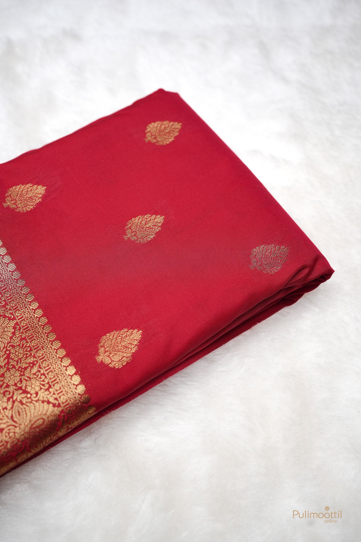 Crimson Red Color Semi Silk Saree