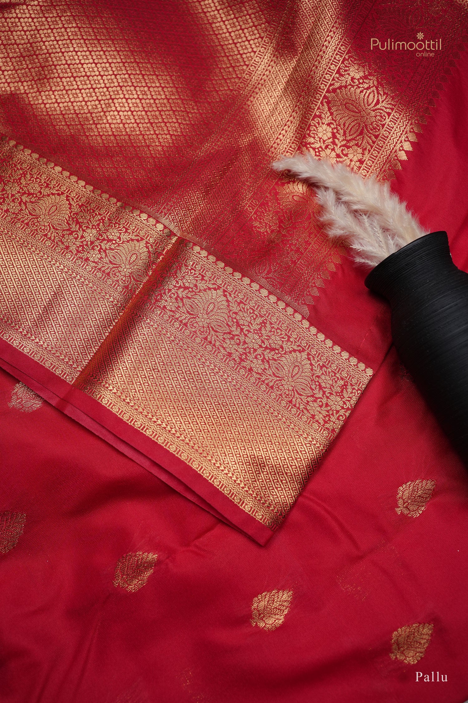 Crimson Red Color Semi Silk Saree