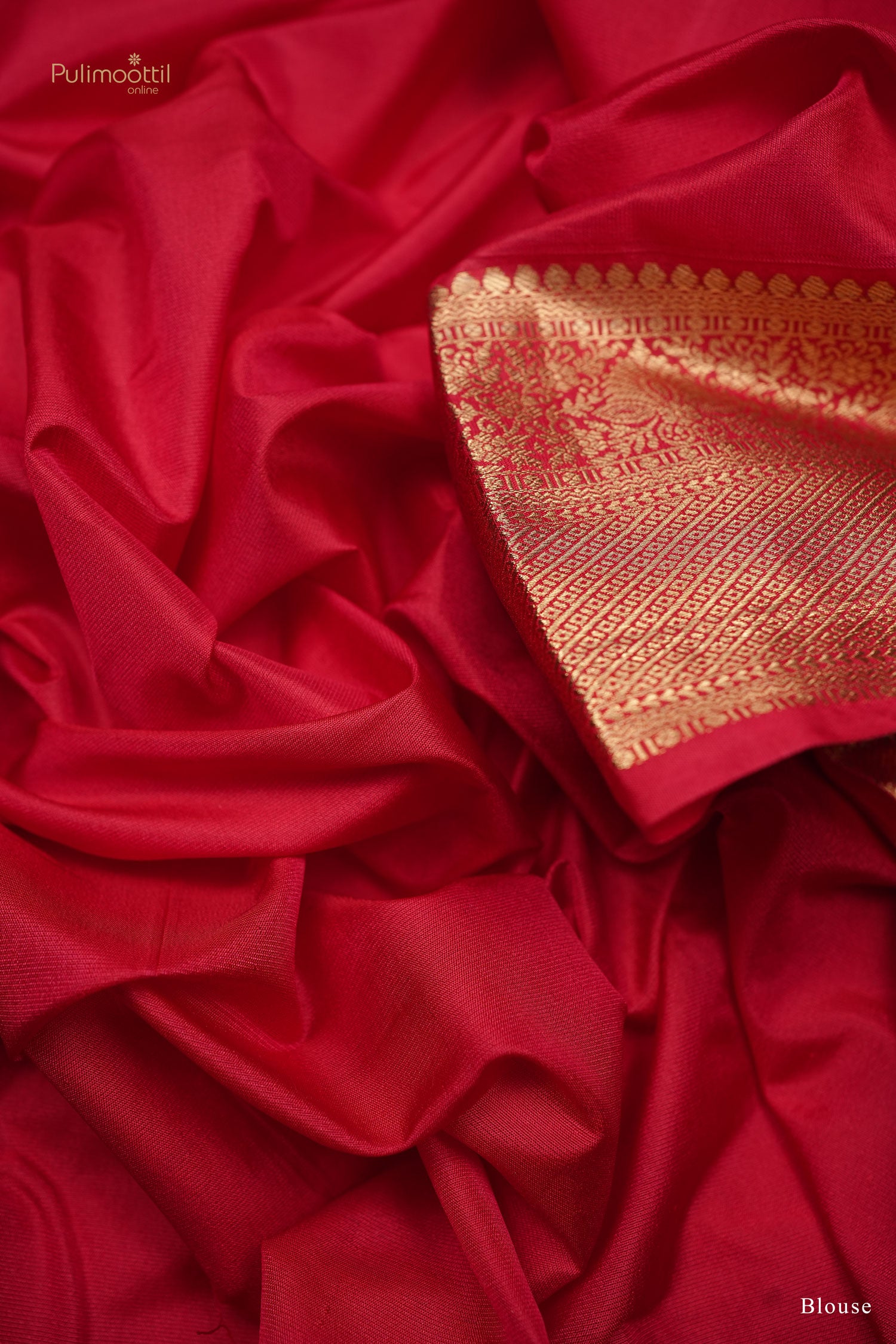 Crimson Red Color Semi Silk Saree