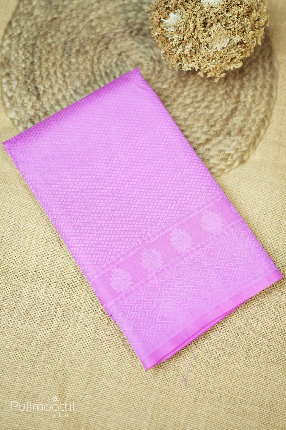 Lavender Colour Soft Print Semi Silk Saree