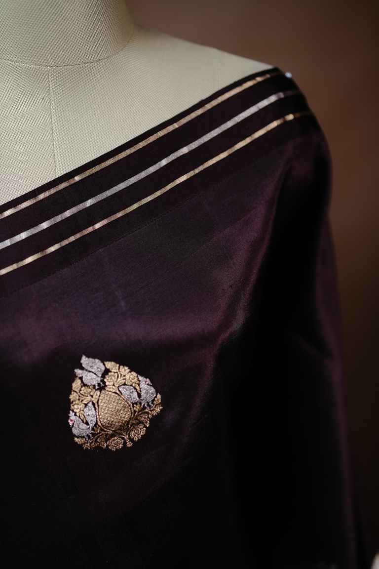 Coffee Brown Colour Puna Silk Saree