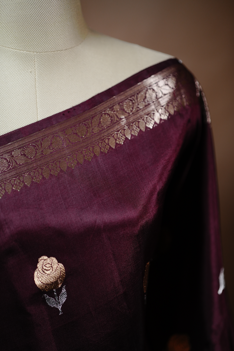 Coffee Brown Colour Puna Silk Saree