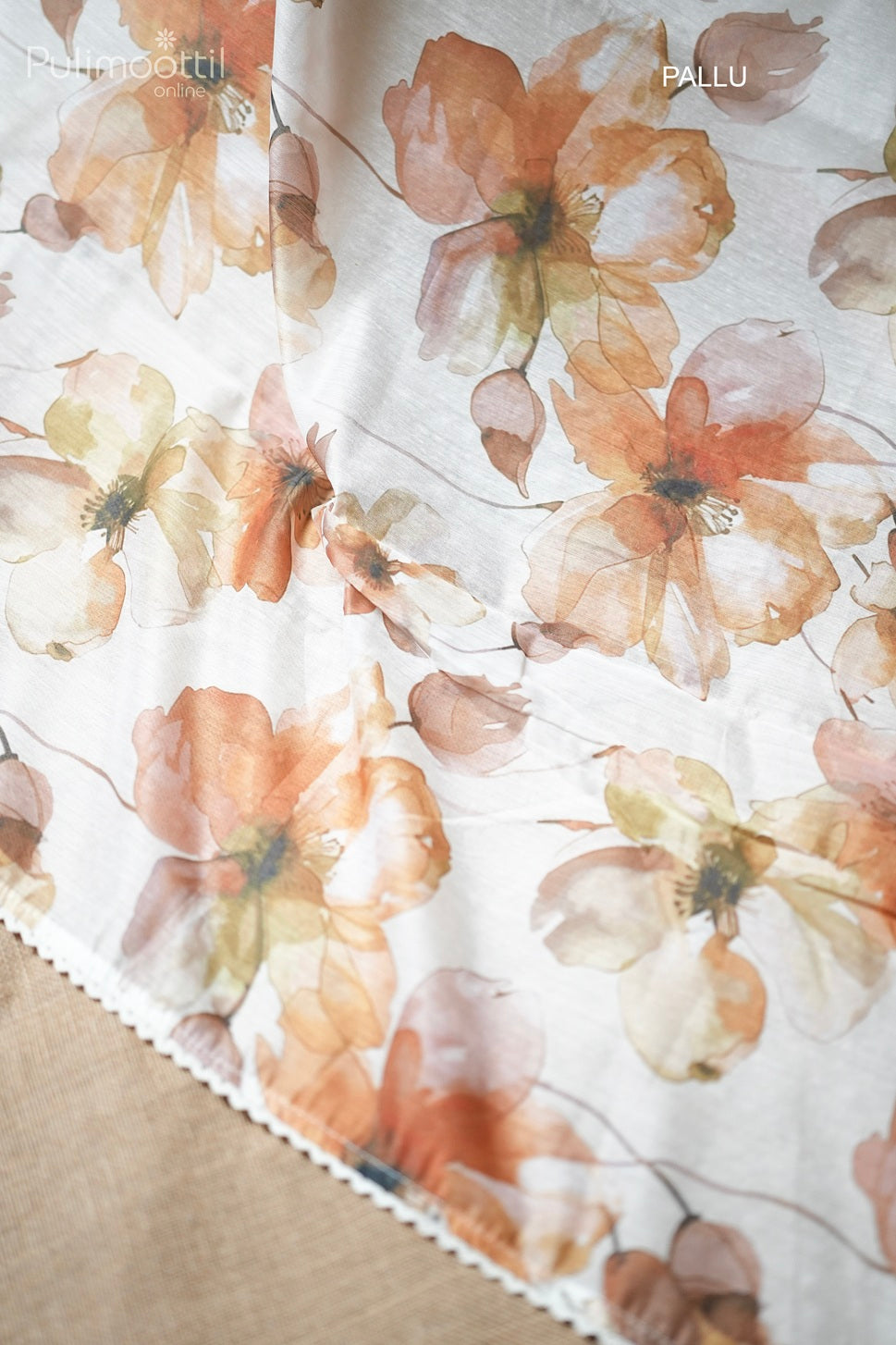 Off White Colour Floral Printed Fancy Saree