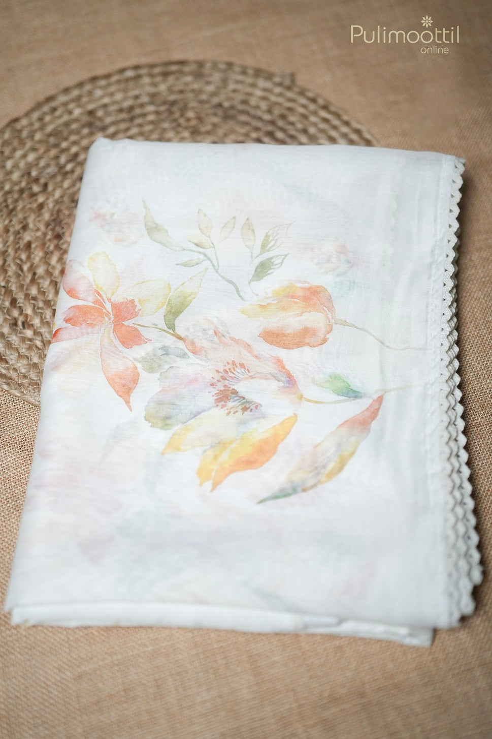Off White Colour Floral Printed Fancy Saree