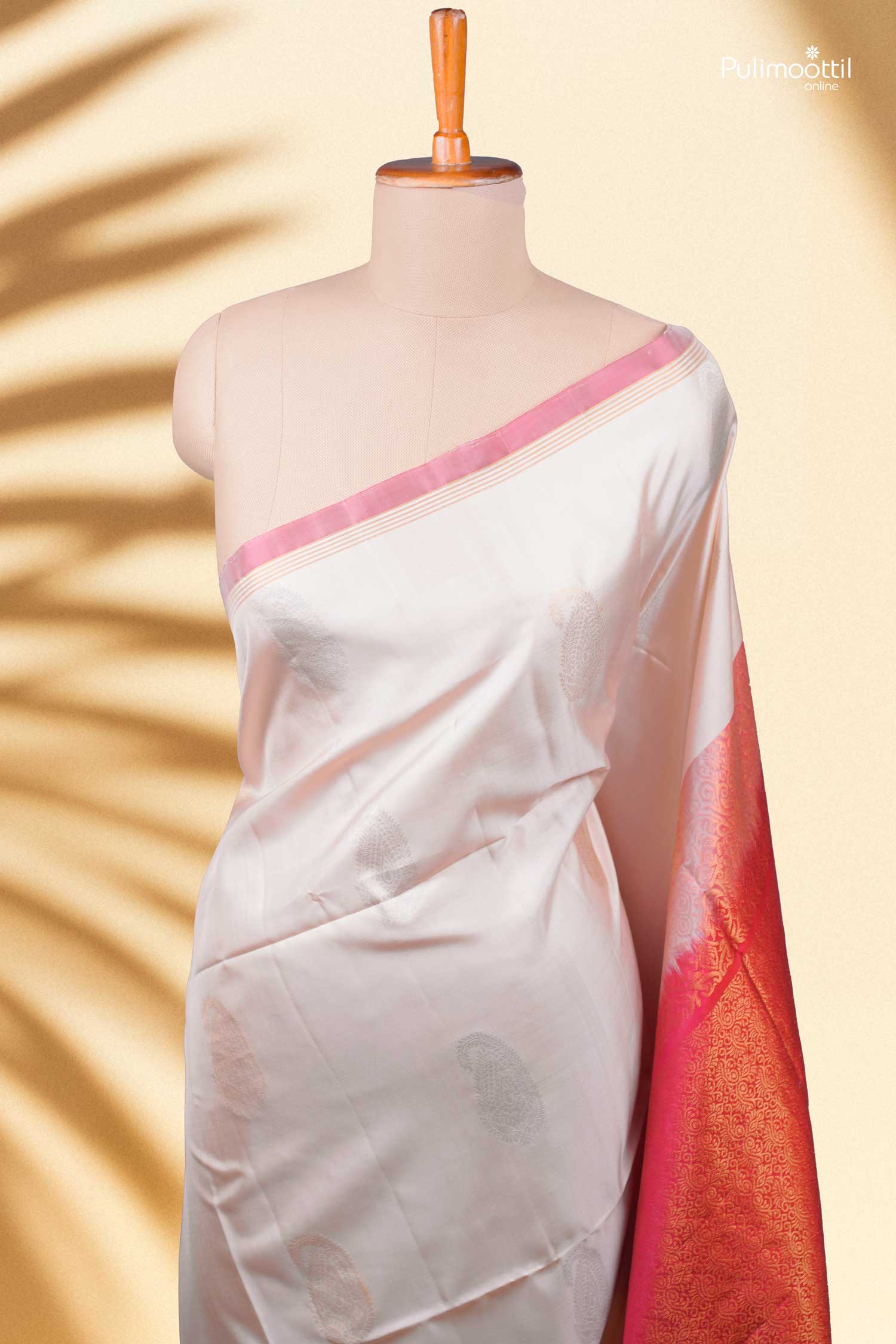 Off-White Soft Silk Saree.