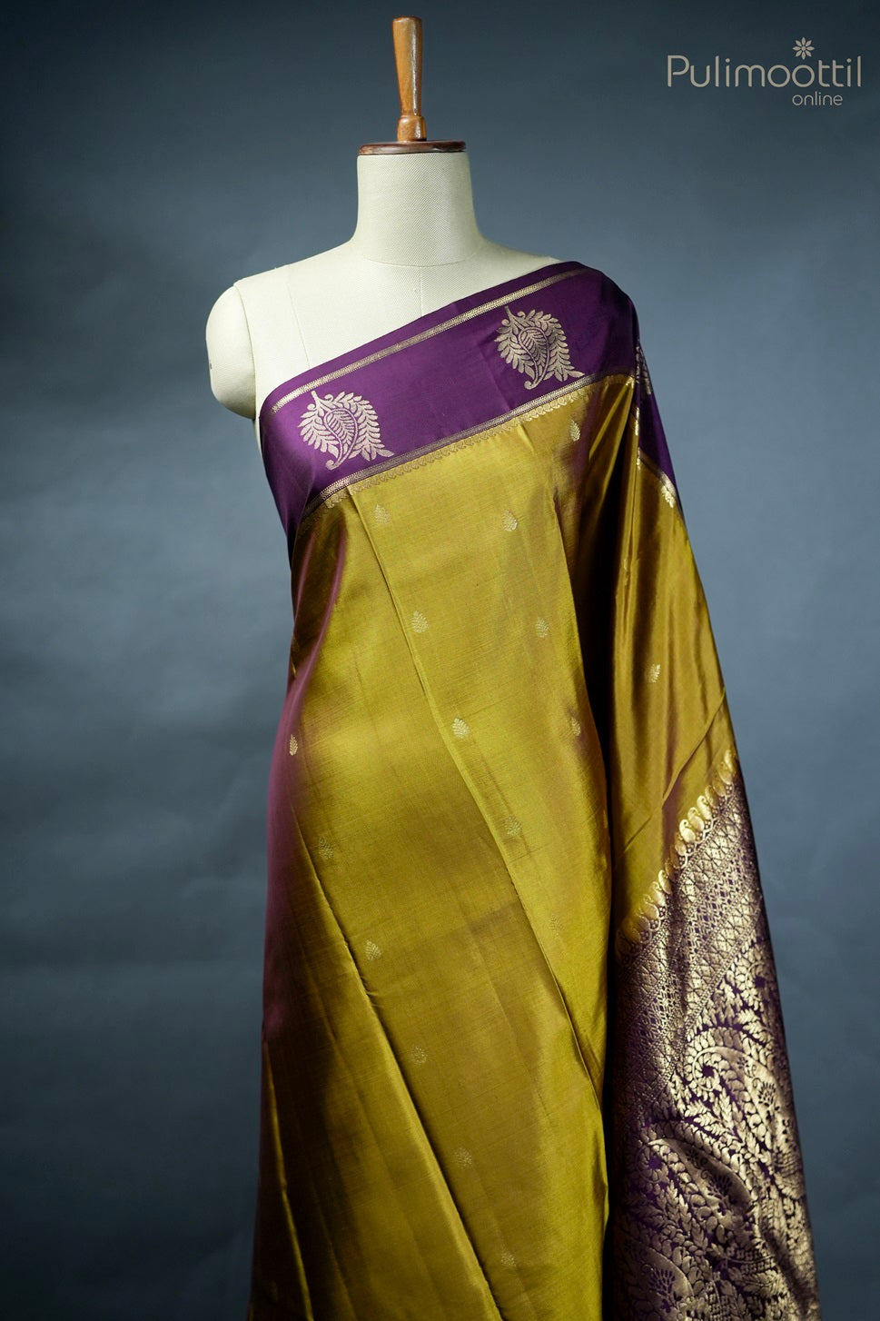 Golden Rod Colour Kanchipuram Soft Silk Saree.