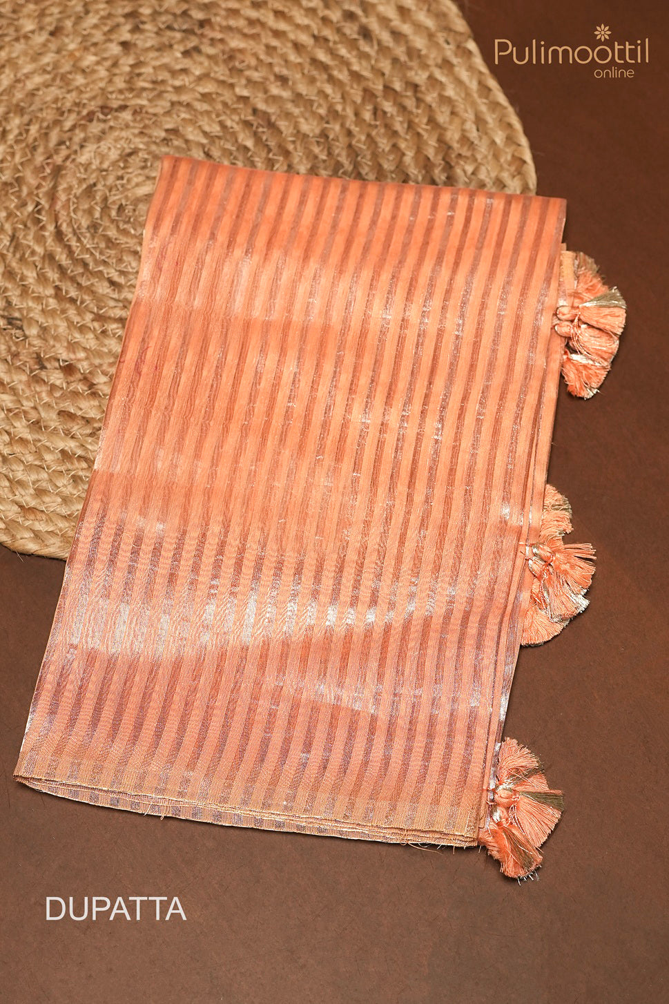 Carrot Peach Chanderi Unstitched Salwar Set