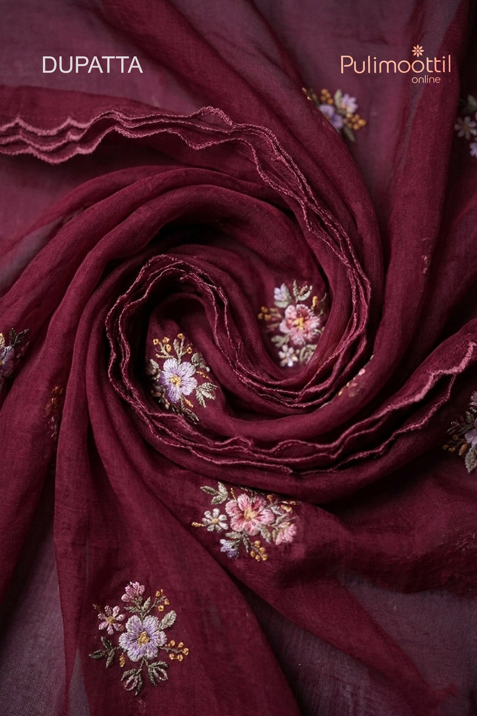 Maroon Chanderi Unstitched Salwar Set