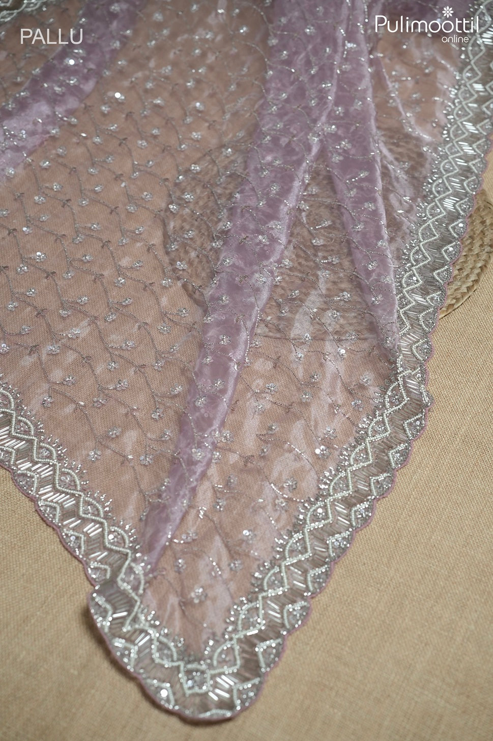Light lavender color organza fancy saree