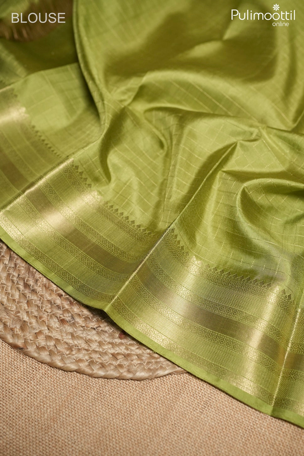 Light olive color Kanchipuram designer saree