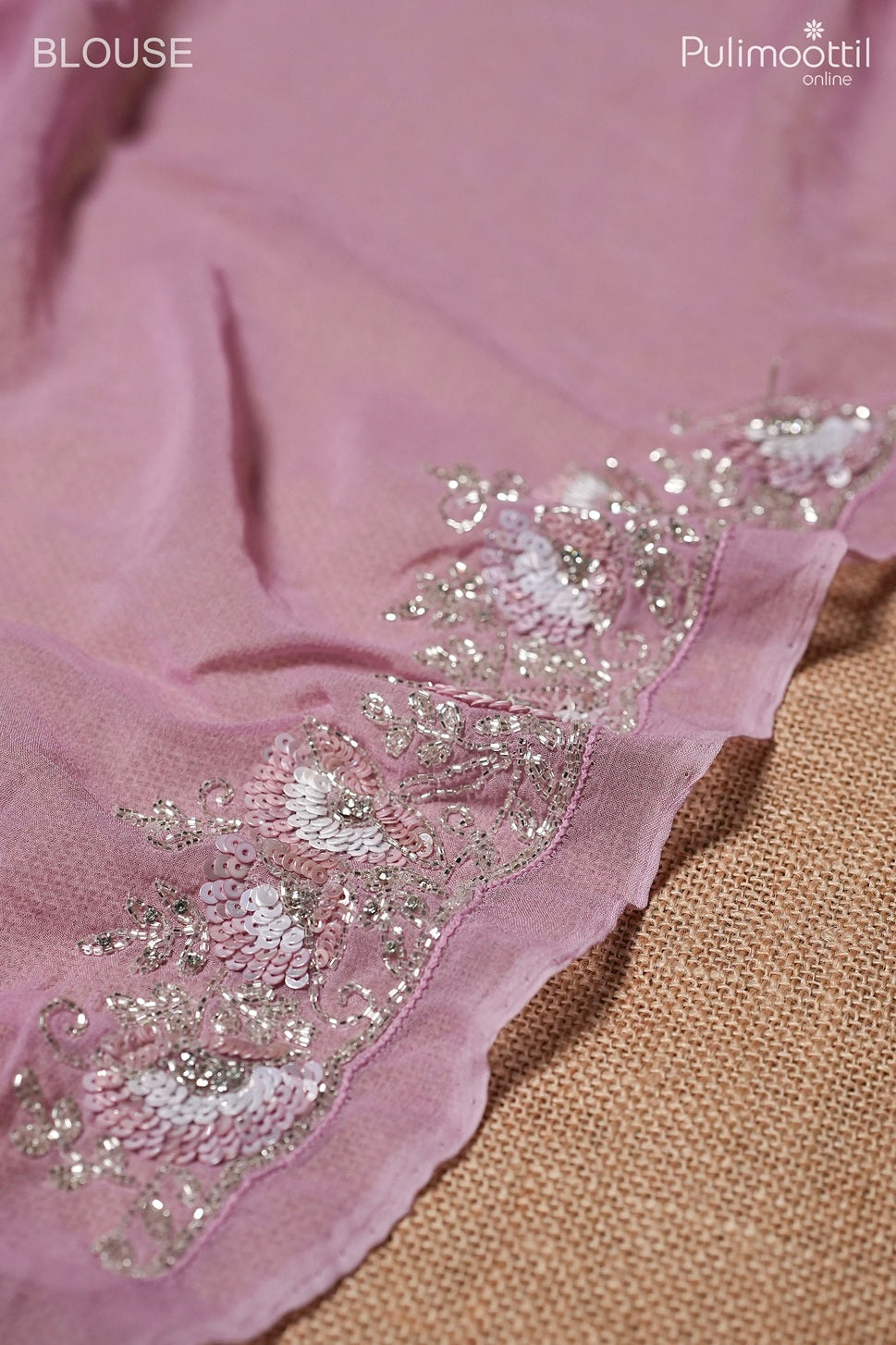 Pink lavender color georgette fancy saree