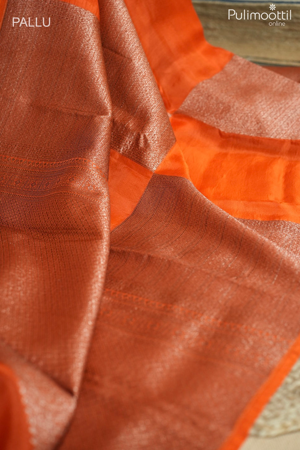 Rusty red color organza fancy saree