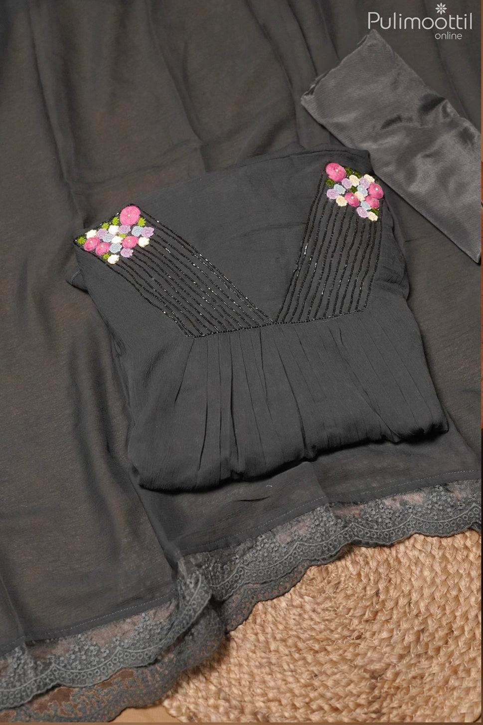 Black Turkish Georgette Unstitched Salwar Set