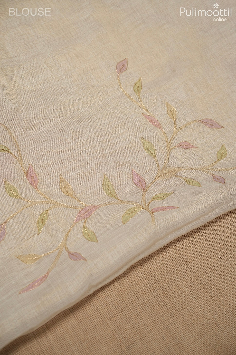 Kerala traditional golden tissue semi linen saree