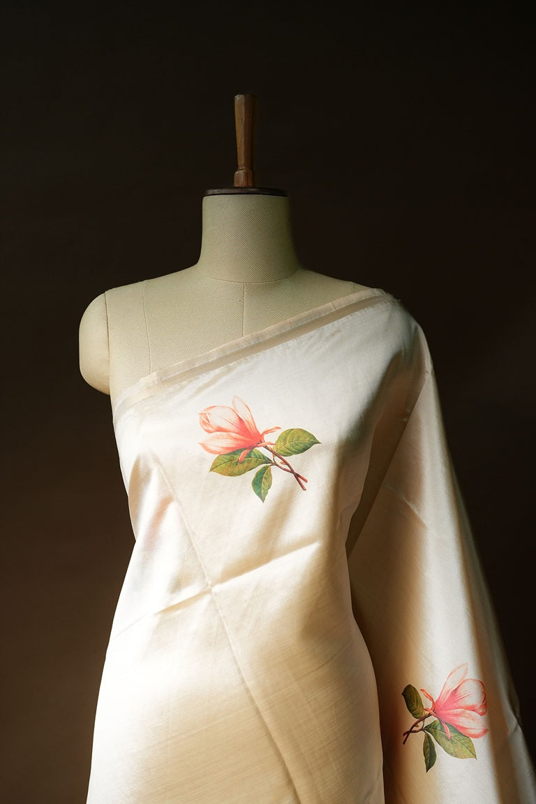 Ivory Colour Digital Print Fancy Saree