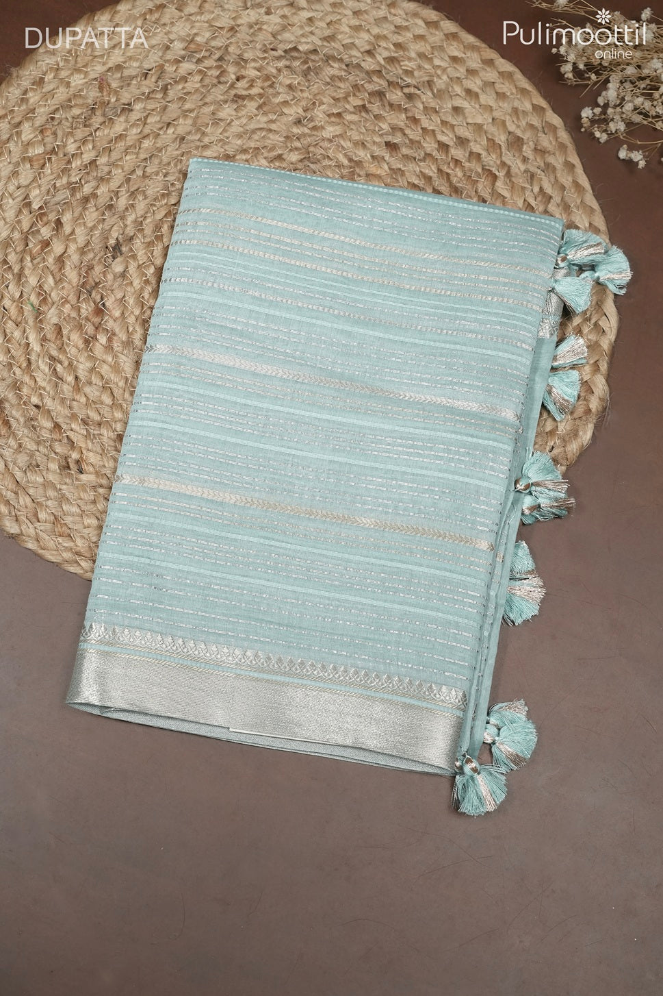 LIGHT BLUE CHANDERI UNSTITCHED SALWAR SET