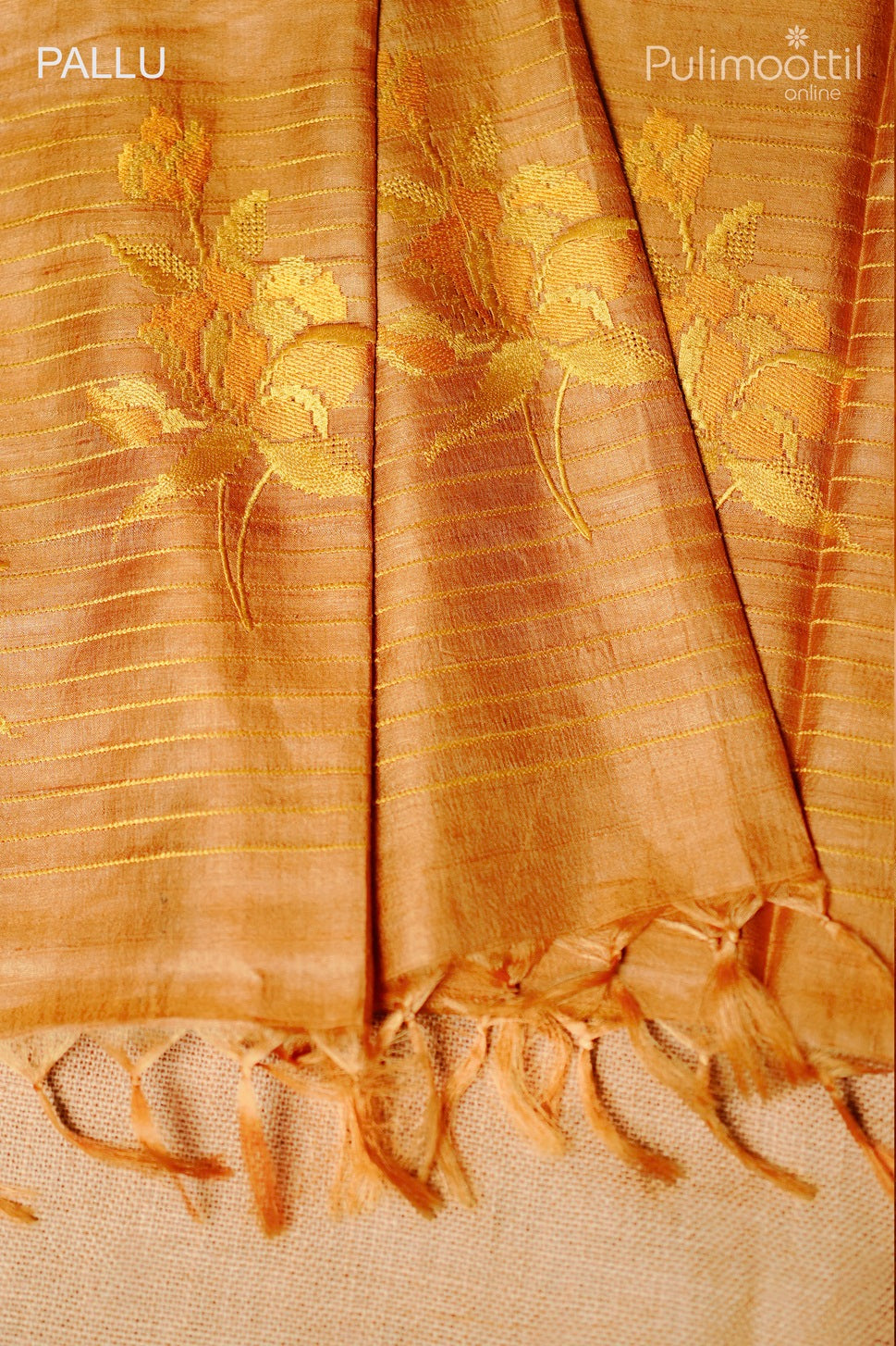 Golden yellow color Tussar silk saree