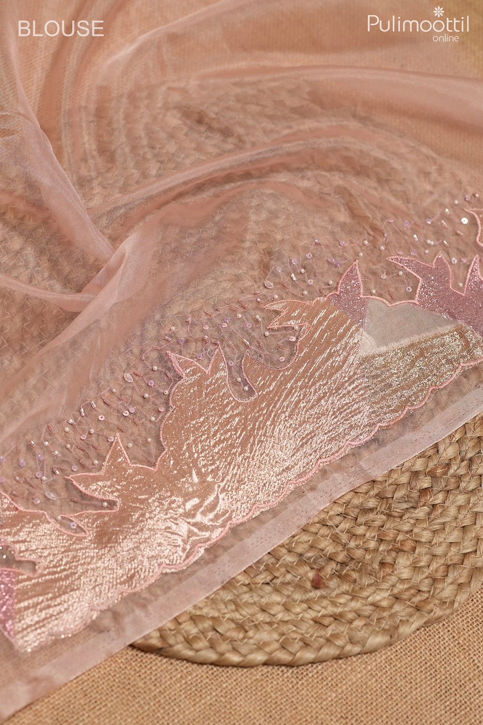 Pinkish pink color organza fancy saree