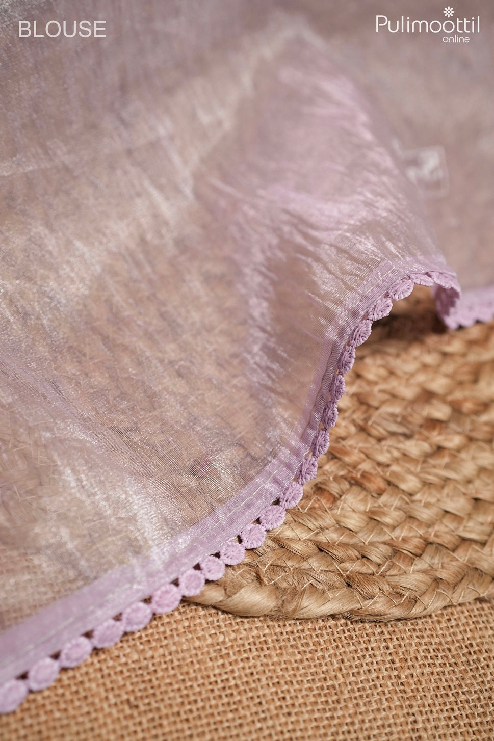 Lavender color crushed organza fancy saree