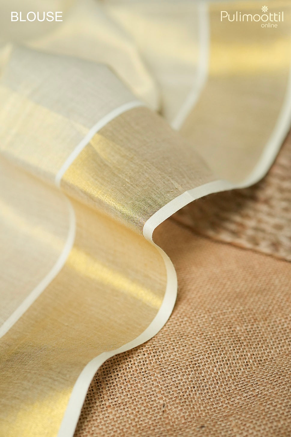 Kerala traditional golden tissue peacock printed set saree