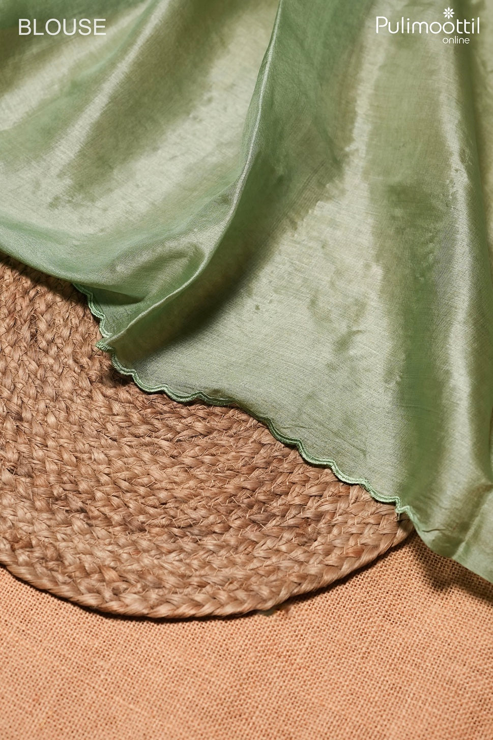 Pista green color Tussar silk saree