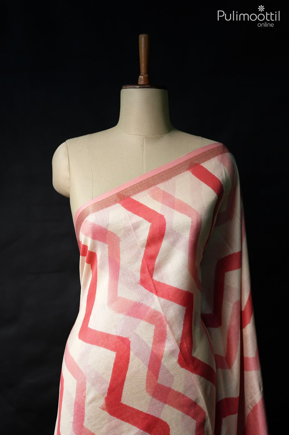 Dark cream color Chanderi silk saree