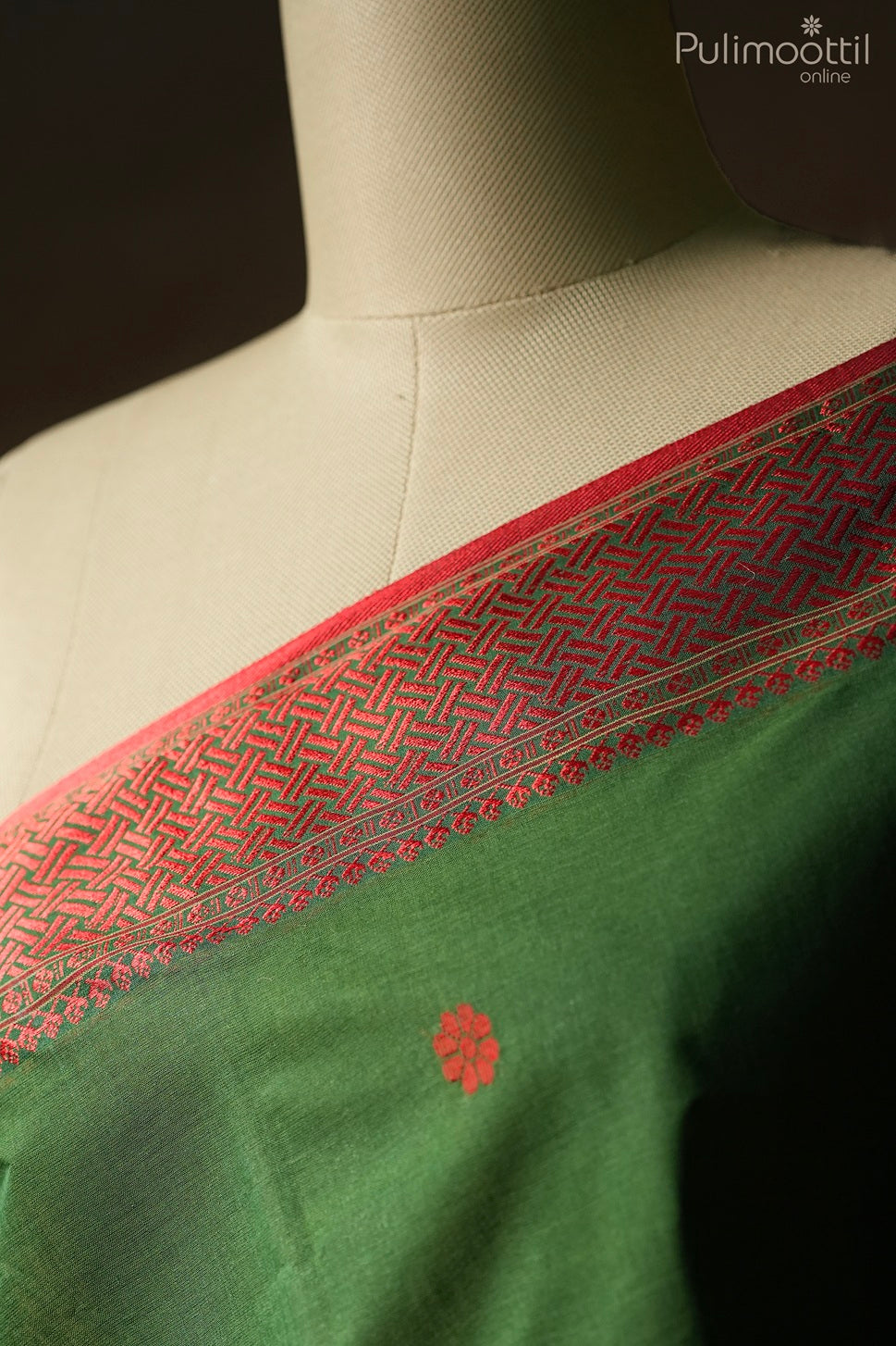 Green color Dhaka cotton saree