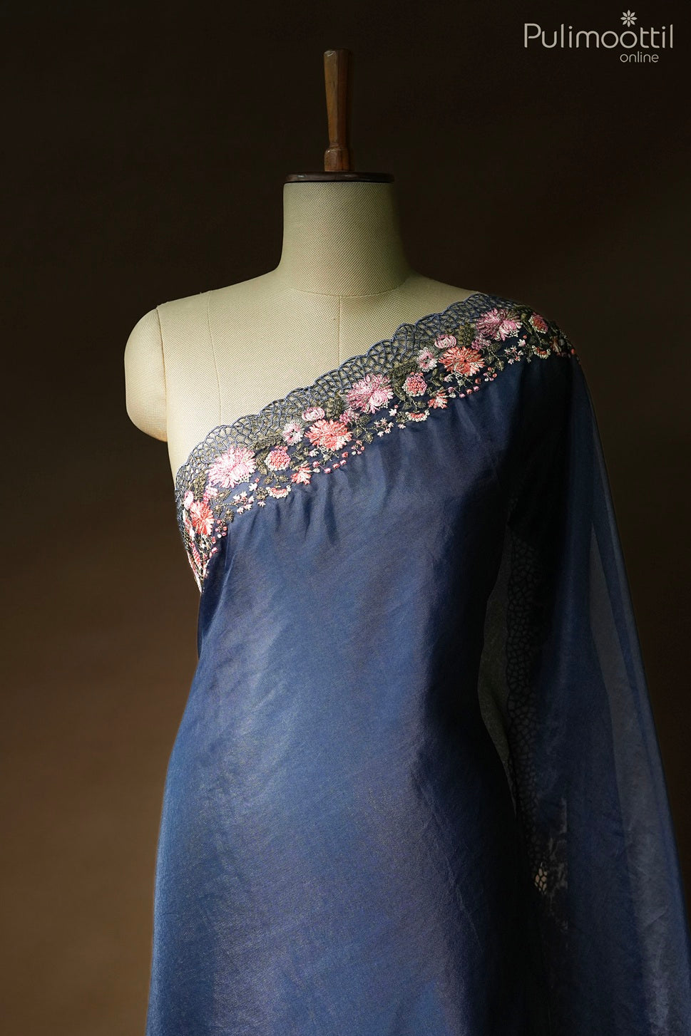 Dark blue color fancy saree