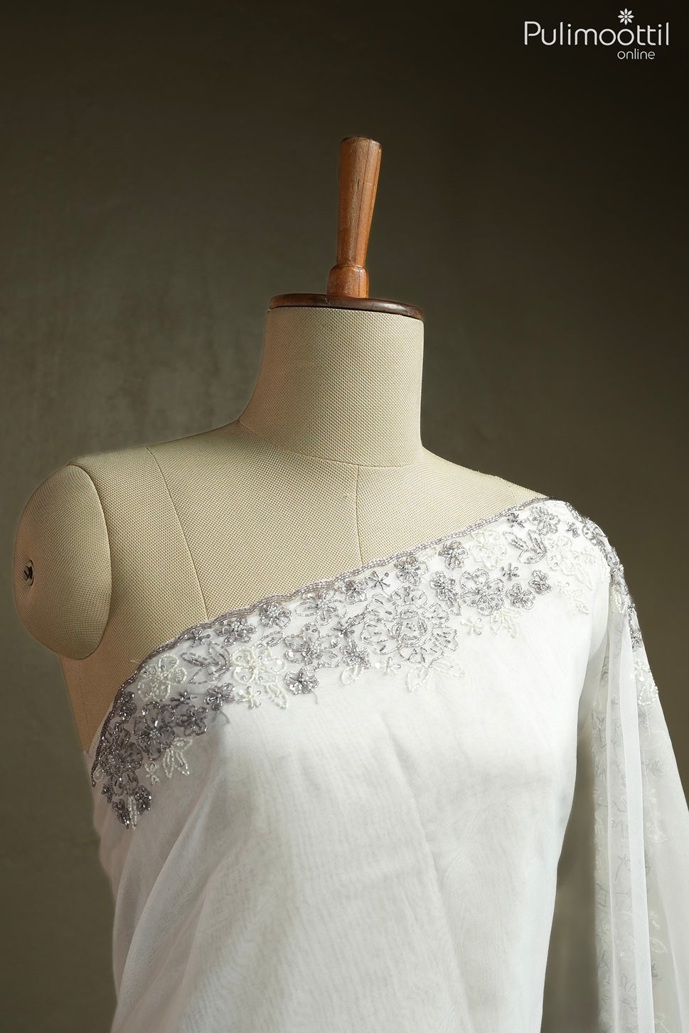 White color organza fancy saree
