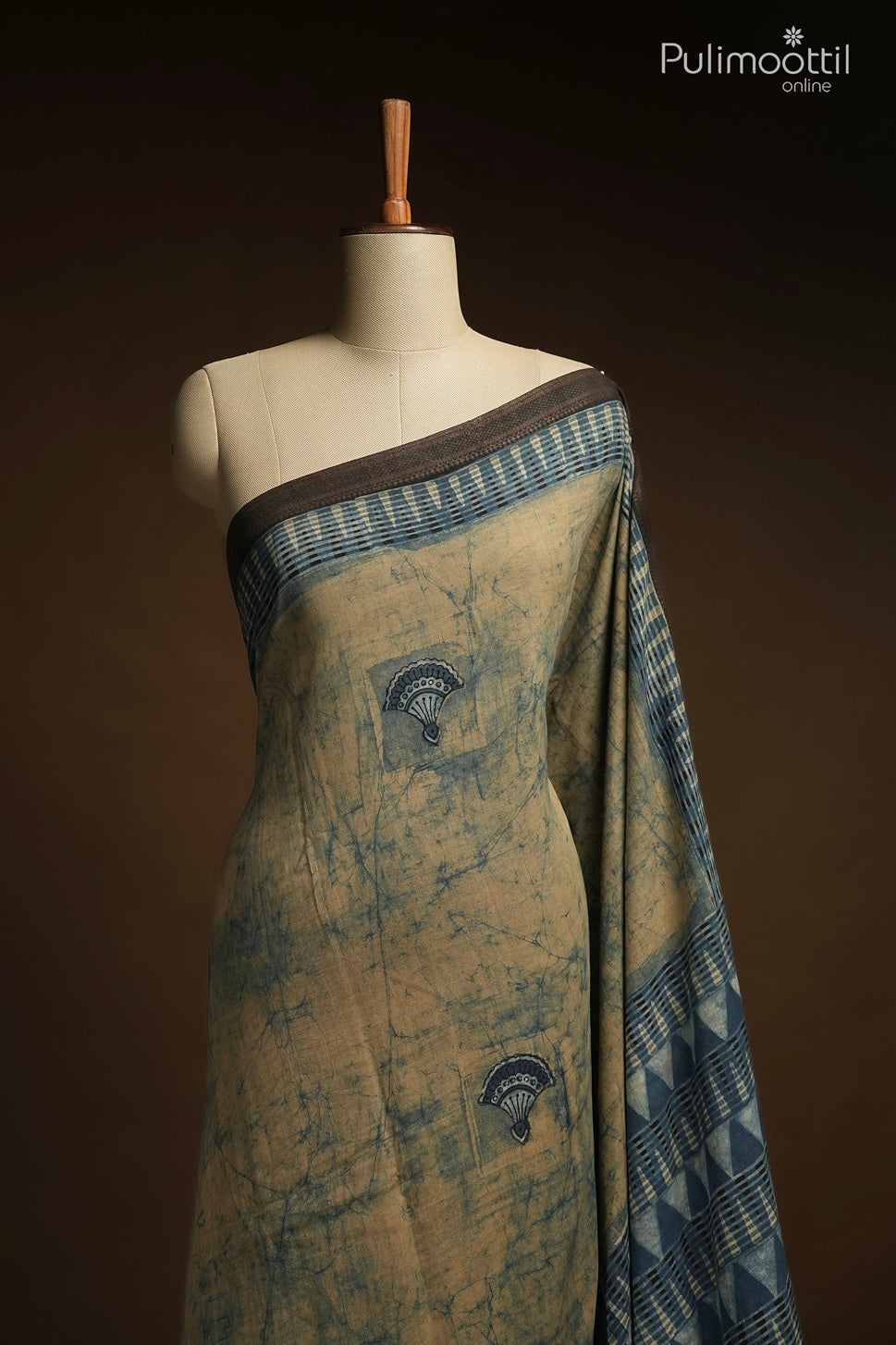 Sandal colour Chanderi saree