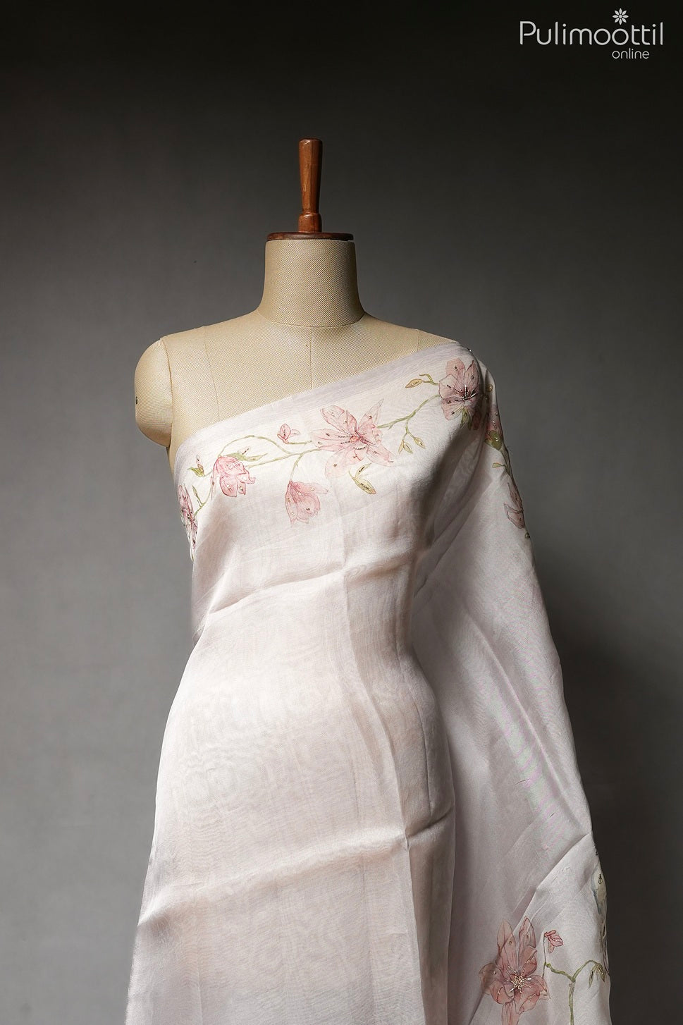 Light lavender color organza saree