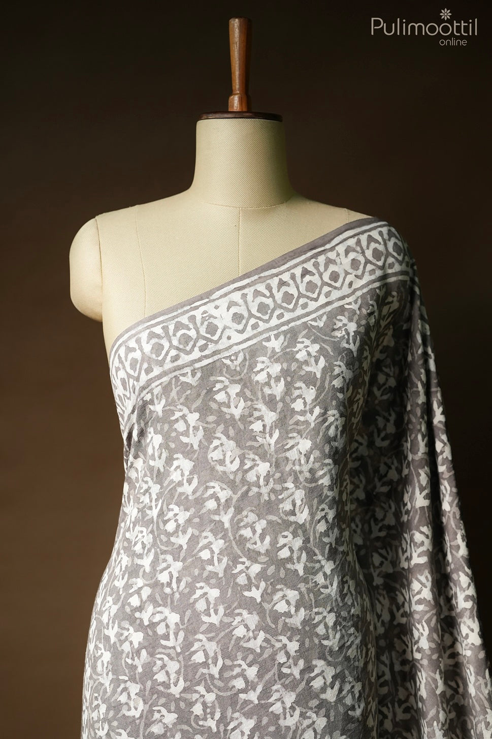 Dark warm color Chanderi cotton saree