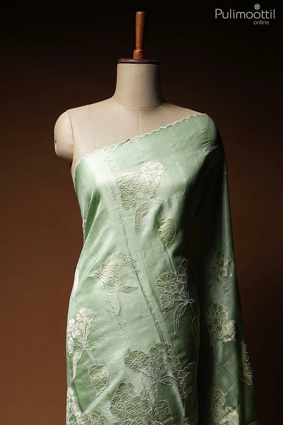 Pista green color Tussar silk saree