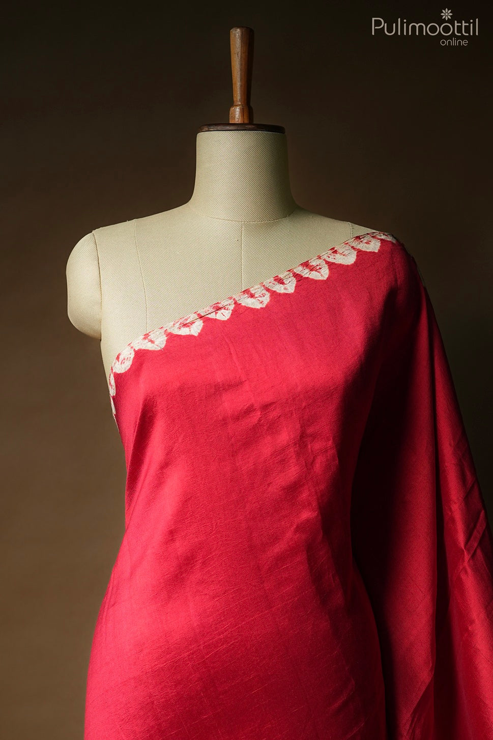 Red color Kora Chiniya silk saree