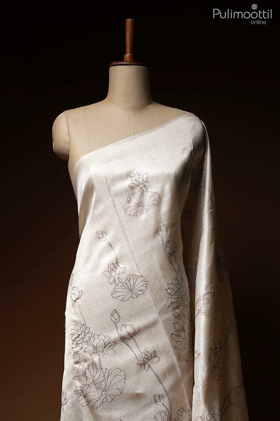 Ivory color Tussar silk saree