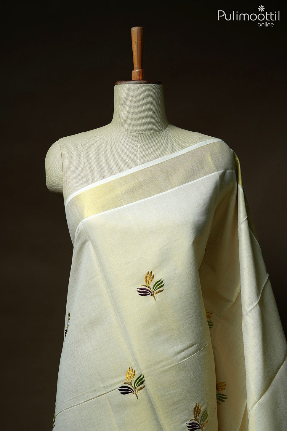 Kerala traditional golden tissue set saree