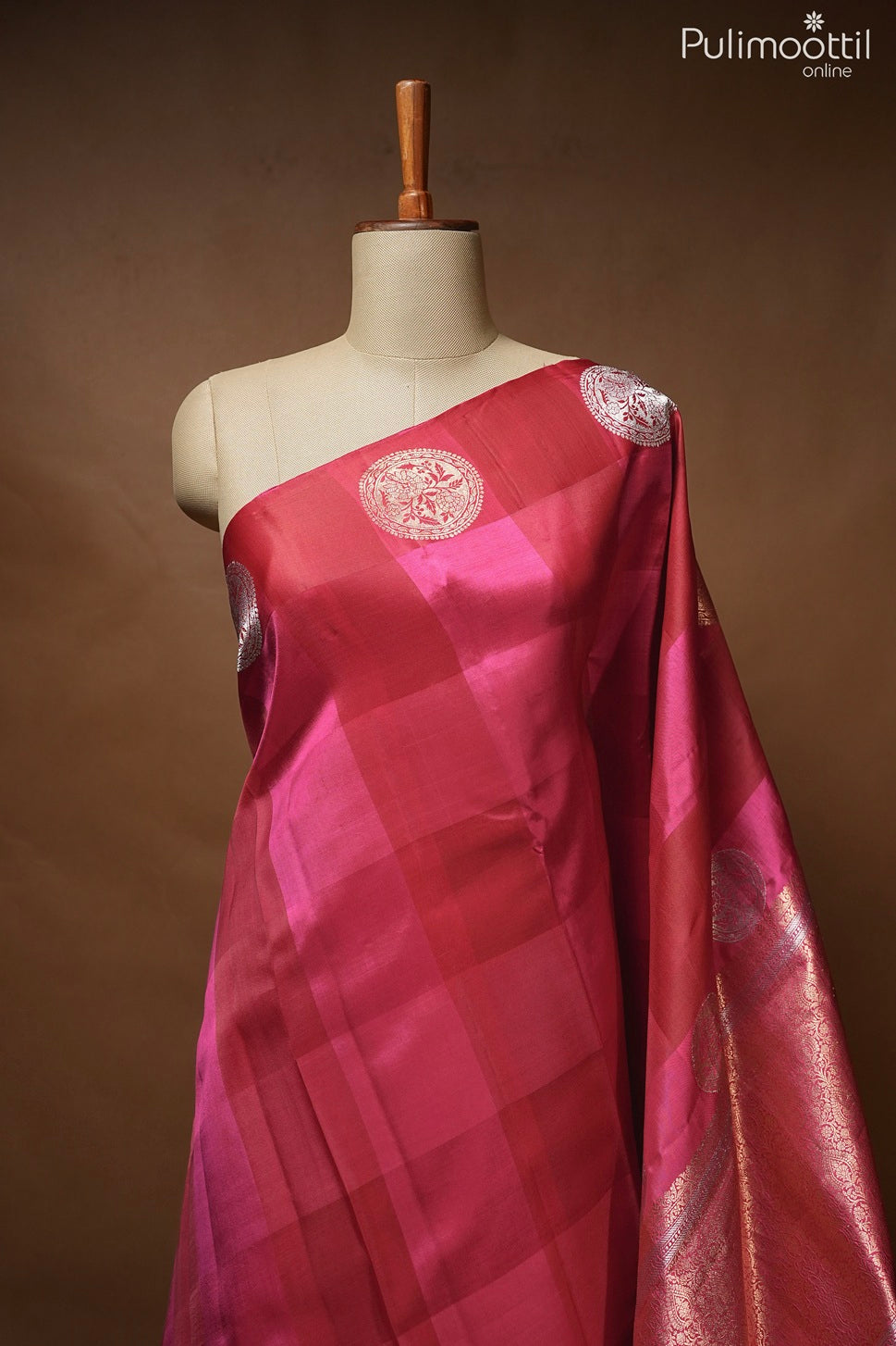 Dark pink color Mango silk saree