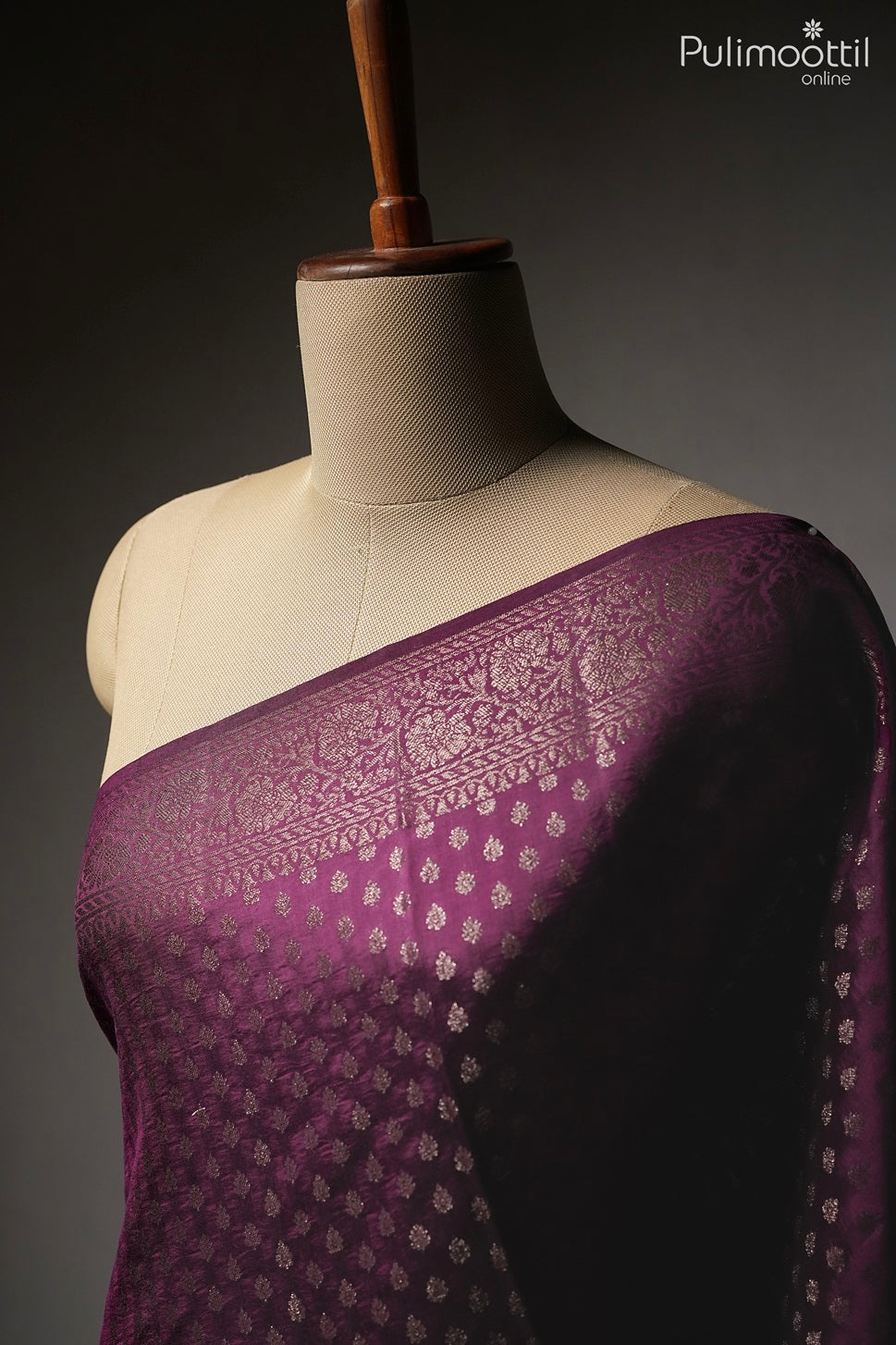 Wine color Chiniya silk saree